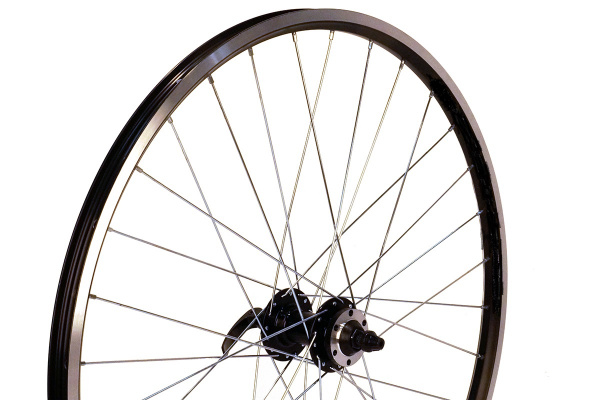 Колесо 26" MTB,переднее,под диск, двойной обод DH-18,алюм.сплав, черный, втулка KT-M65FQR,100 мм с эксц. ,под диск 36 спиц,крепление ротора IS6