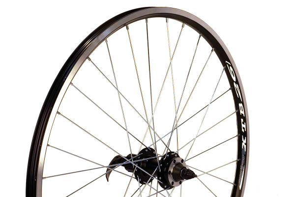 Колесо 26" MTB,заднее, двойной обод XTB-26 ,алюм.сплав, черный,черная втулка JY-D142TSE,под кассету 8-9пер.